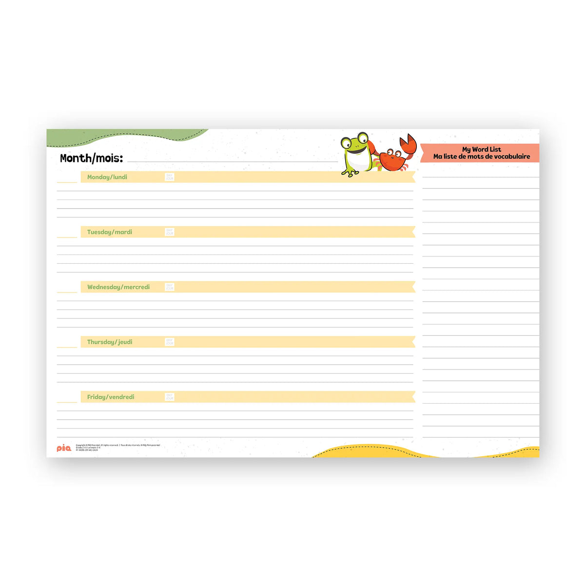 Calendrier mural, primaire 3-6
