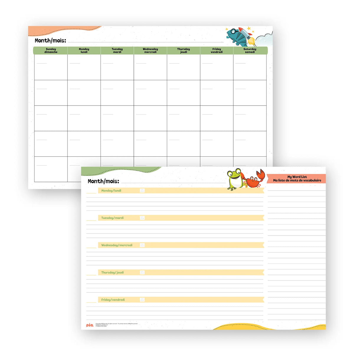Calendrier mural, primaire 3-6