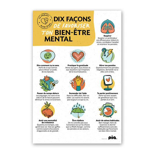 Affiche : Dix façons de favoriser ton bien-être mental